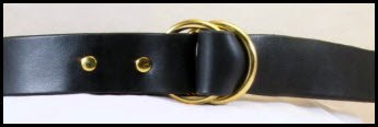 !.25" wide Black Leather Ring Belt with Brass Rings