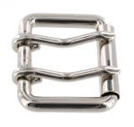 Nickel over Solid Brass Double Prong Buckle
